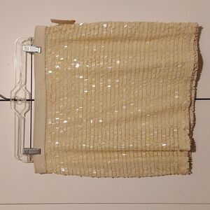 Joe Fresh Cream Colored Sequin Paillets Covered Mini Skirt Size Large